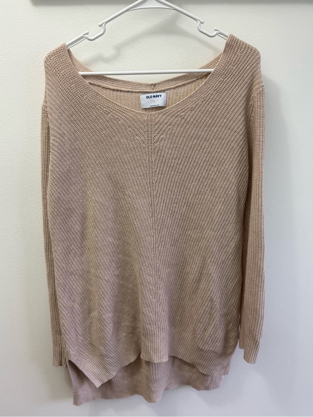 Old Navy Women's Beige Scoop Neck Knit Sweater